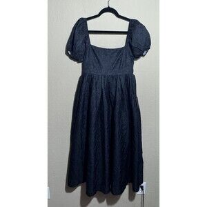 NEW Lulus Adorable Mood Black Floral Jacquard Puff Sleeve Babydoll Dress Size S